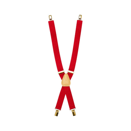 Boys’ Red Suspenders with Gold Accents