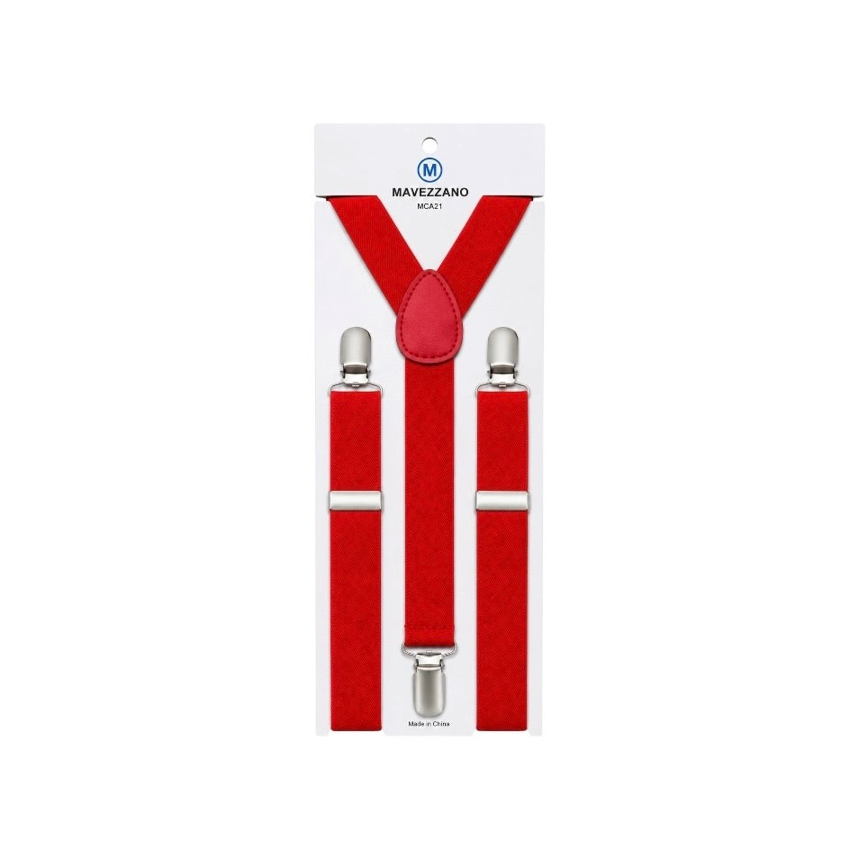 Mavezzano Boys’ Red Adjustable Suspenders