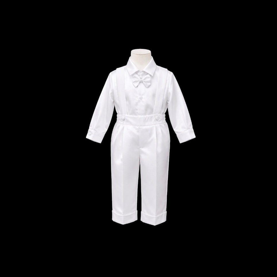 Fancy Kids 5-Piece White Christening Suit with a Matte Gloss Finish