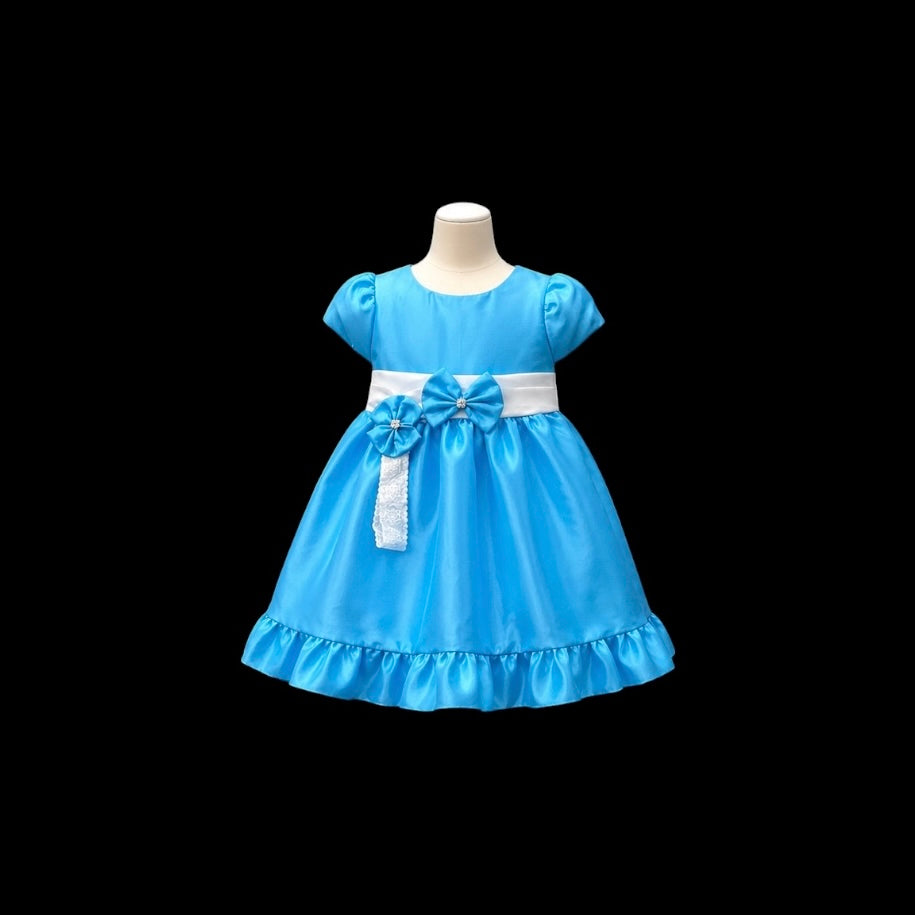 Sky Blue Baby Dress with Matching Headband (3-6 months)