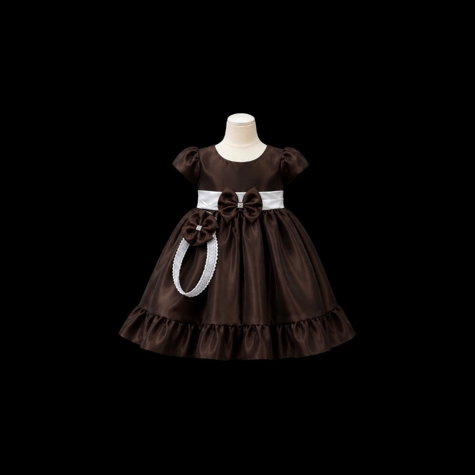 Baby Girl Brown Dress with Matching Headband (3-6 months)