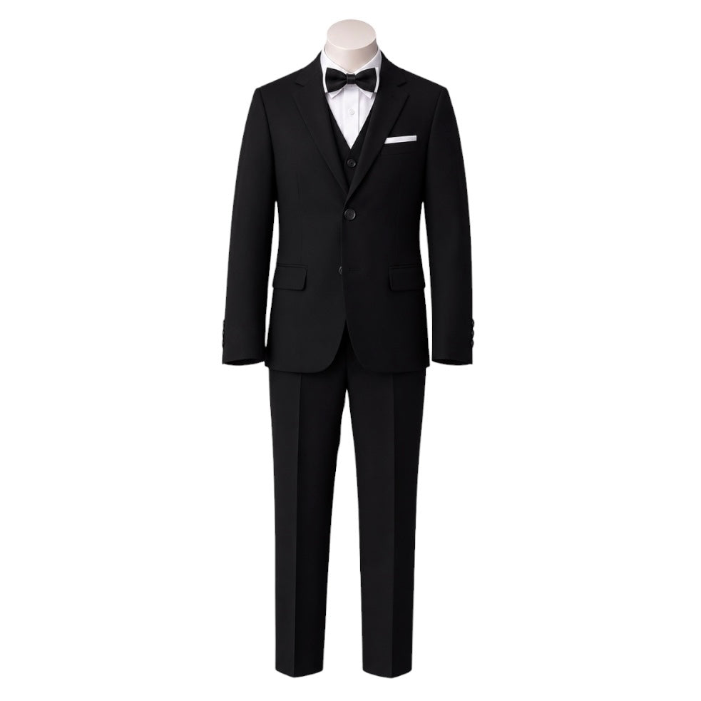 Debonair Toddler Slim Fit 7-Piece Black Suit