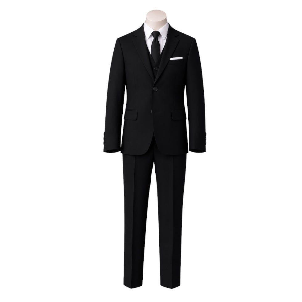 Debonair Toddler Slim Fit 7-Piece Black Suit