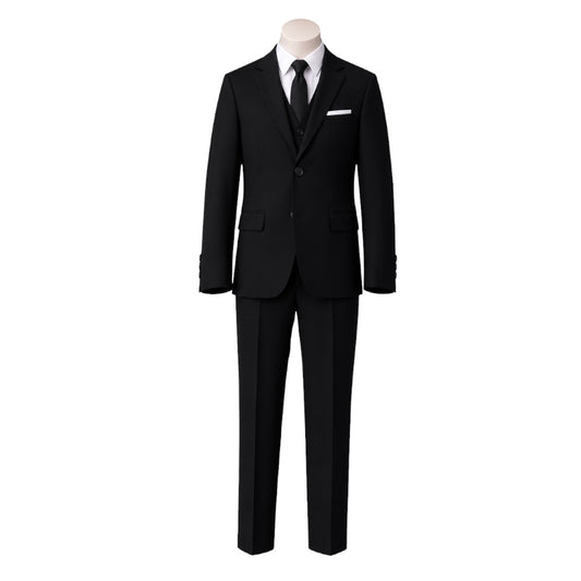 Debonair Toddler Slim Fit 7-Piece Black Suit