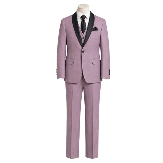 8-Piece Slim-Fit Mauve Suit with Removable Black Lapels