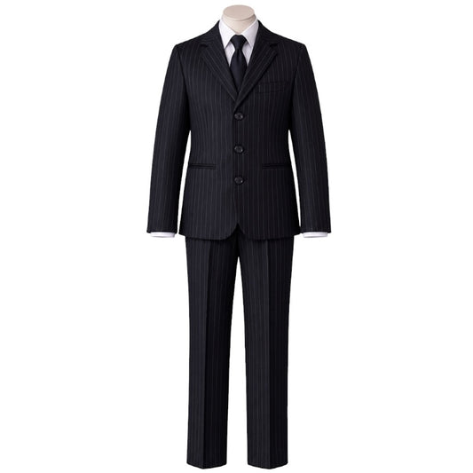 Fifth Avenue Classic Fit 5-Piece Black Pinstripe Suit (Size 12)