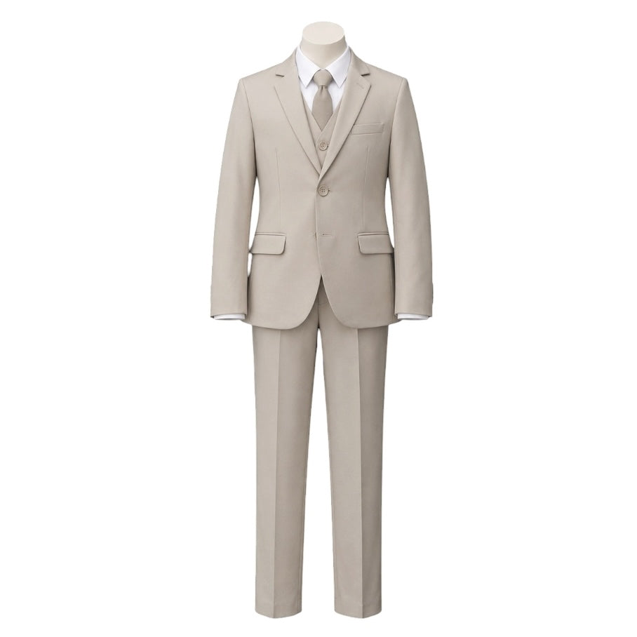 Jewels & Gents Modern Fit Khaki 5-Piece Suit