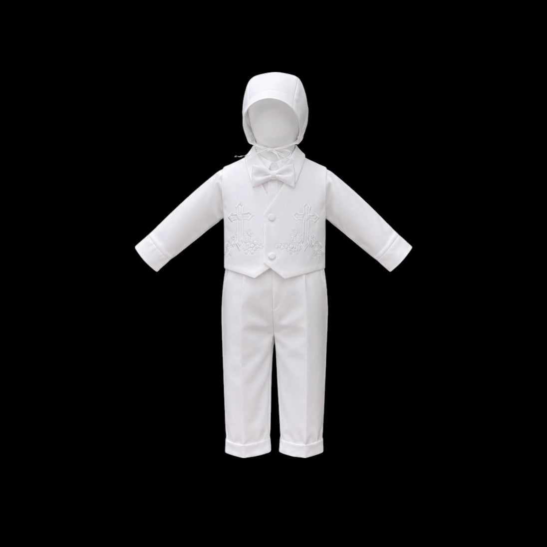 Kaifer "The Last Supper" Embroidered Baptism Suit with Matching Bonnet