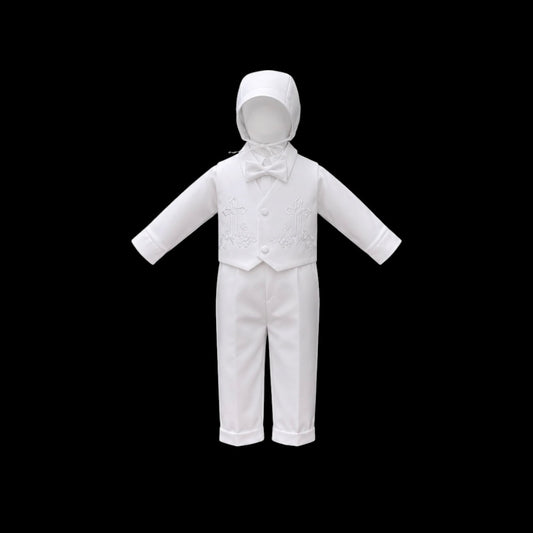 Kaifer "The Last Supper" Embroidered Baptism Suit with Matching Bonnet