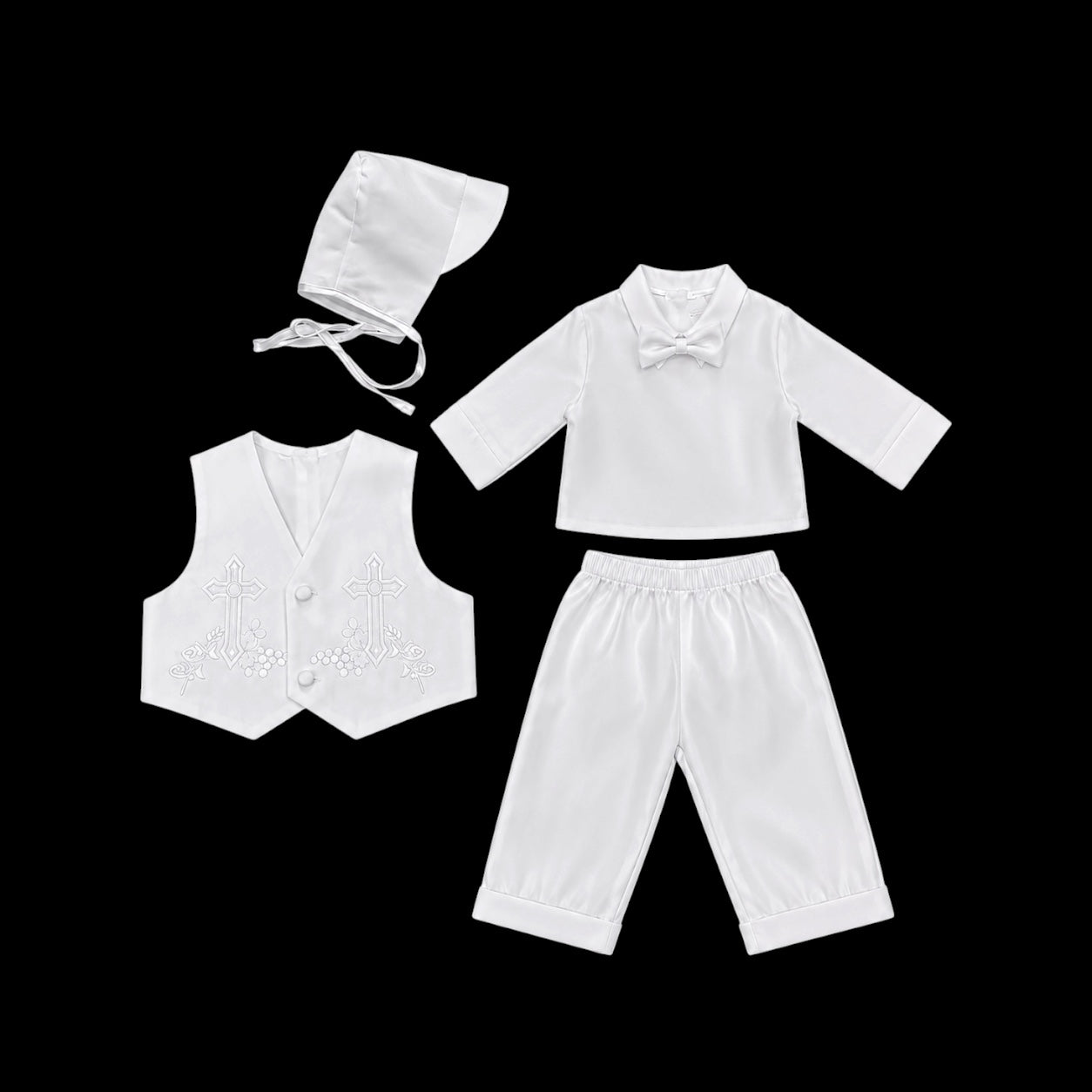 Kaifer "The Last Supper" Embroidered Baptism Suit with Matching Bonnet