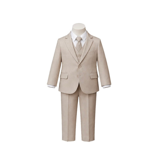 Jewels & Gents Modern Fit Khaki 5-Piece Baby Suit