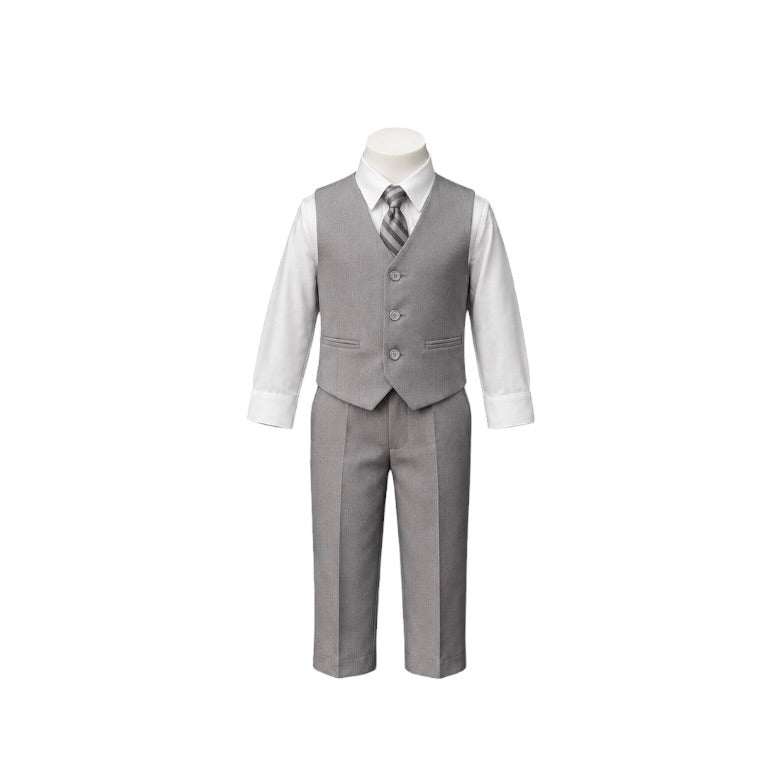Fancy Kids Baby Light Grey 4-Piece Formal Vest Set