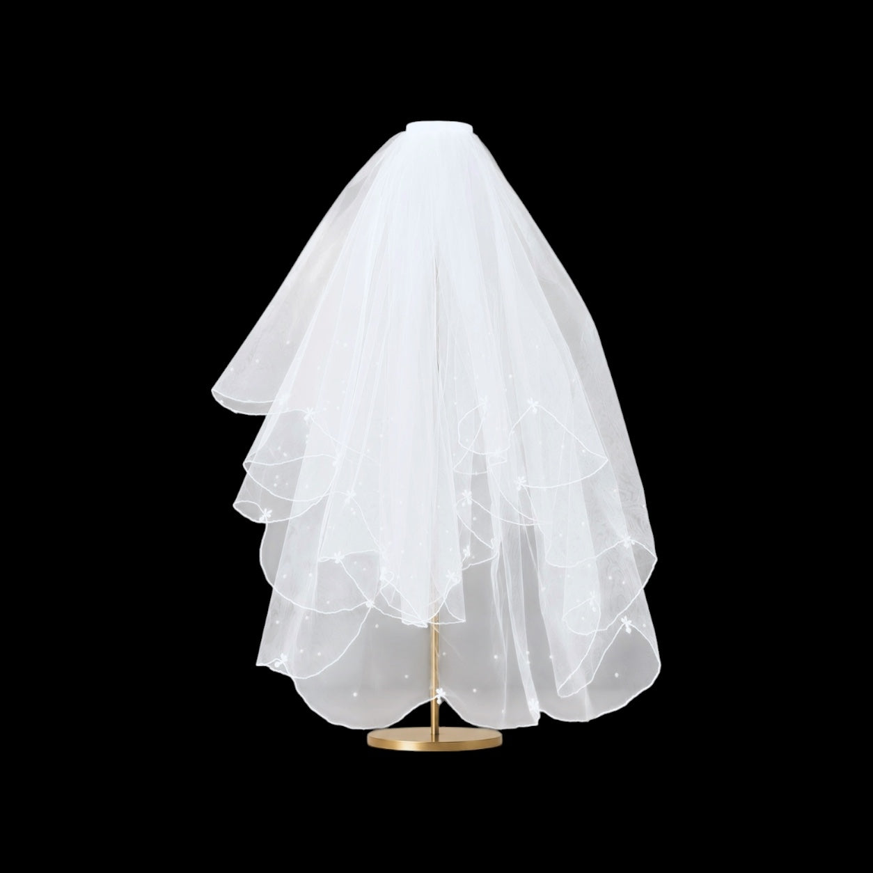 White First Communion Veil with Pearls & Rhinestone Accents