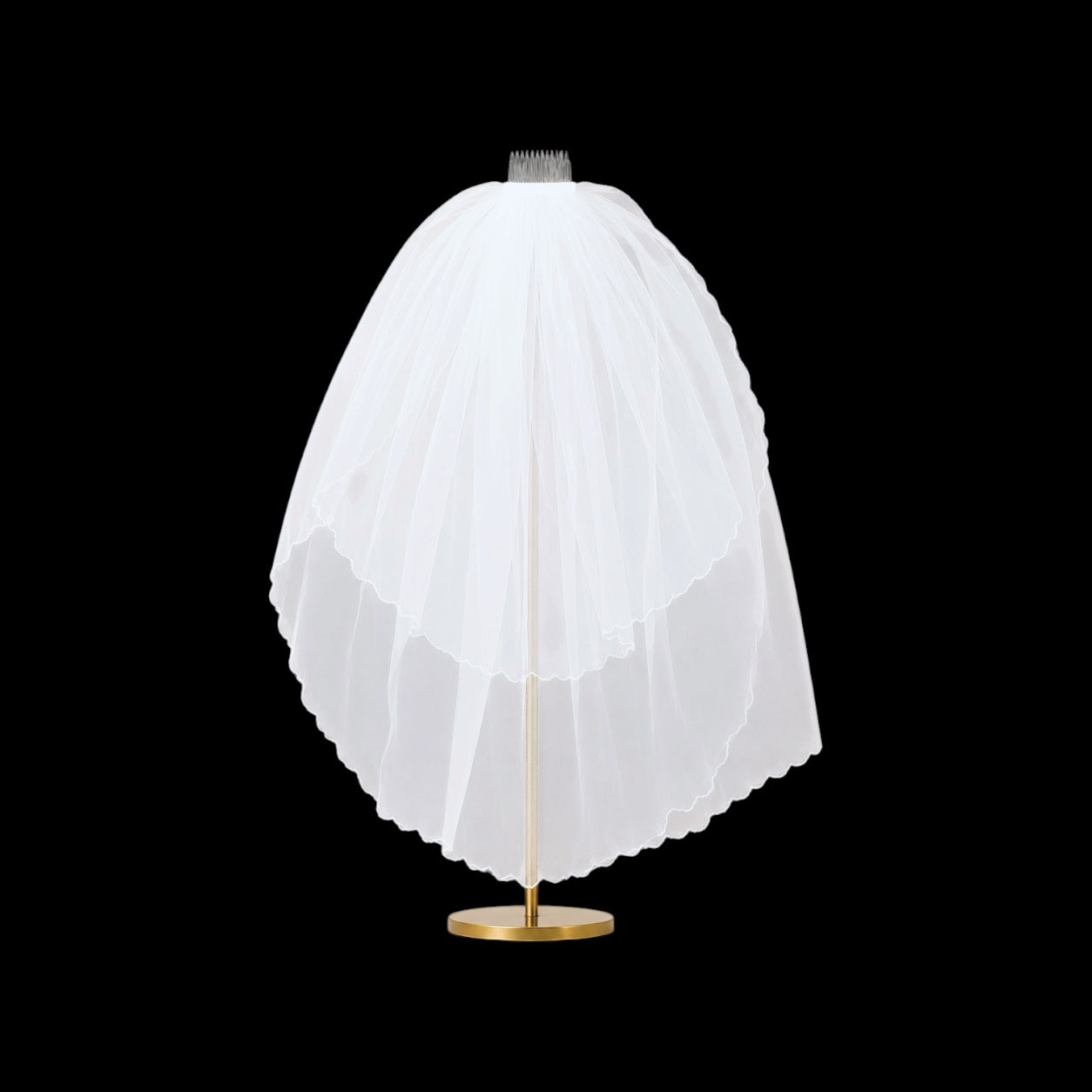White First Communion Veil with Lace Trim & Attached Comb