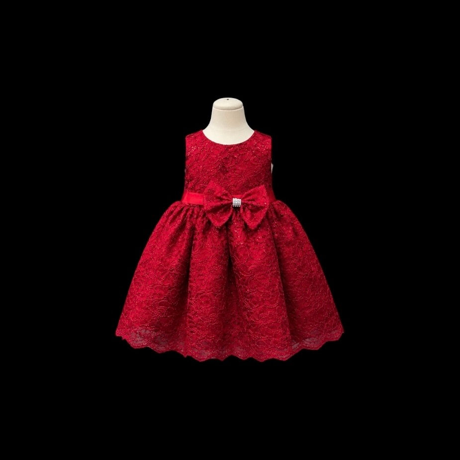 Red Lace Sequin Baby Dress w/ Headband (12-18 months)