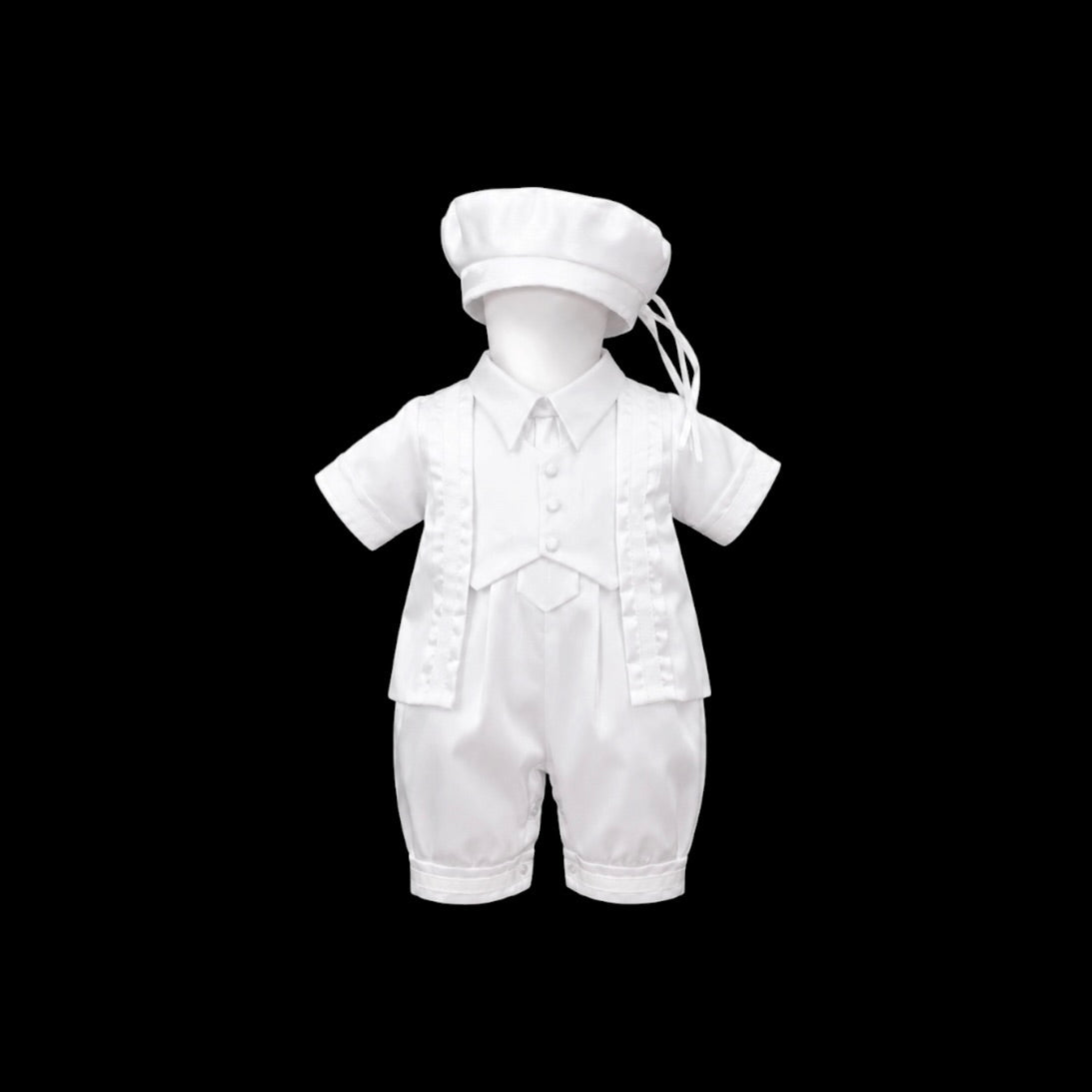 Mavezzano Baby Baptism 3-piece Set with Attached Tie & Matching Hat