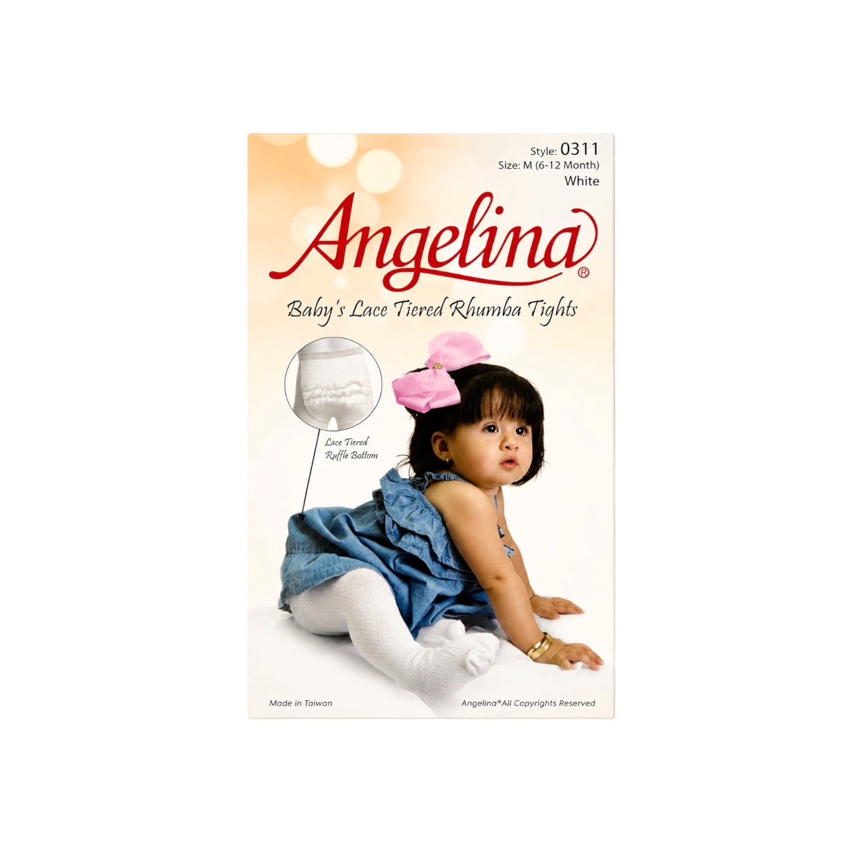 Angelina™ Baby Girls' White Lace Ruffle Rhumba Tights
