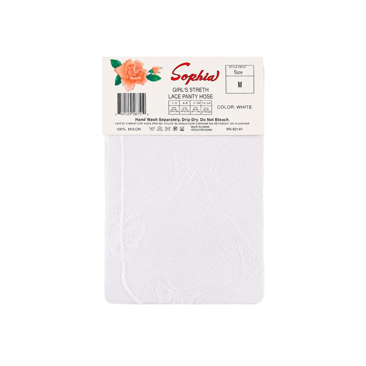 Sophia™ Girls' White Lace Pantyhose