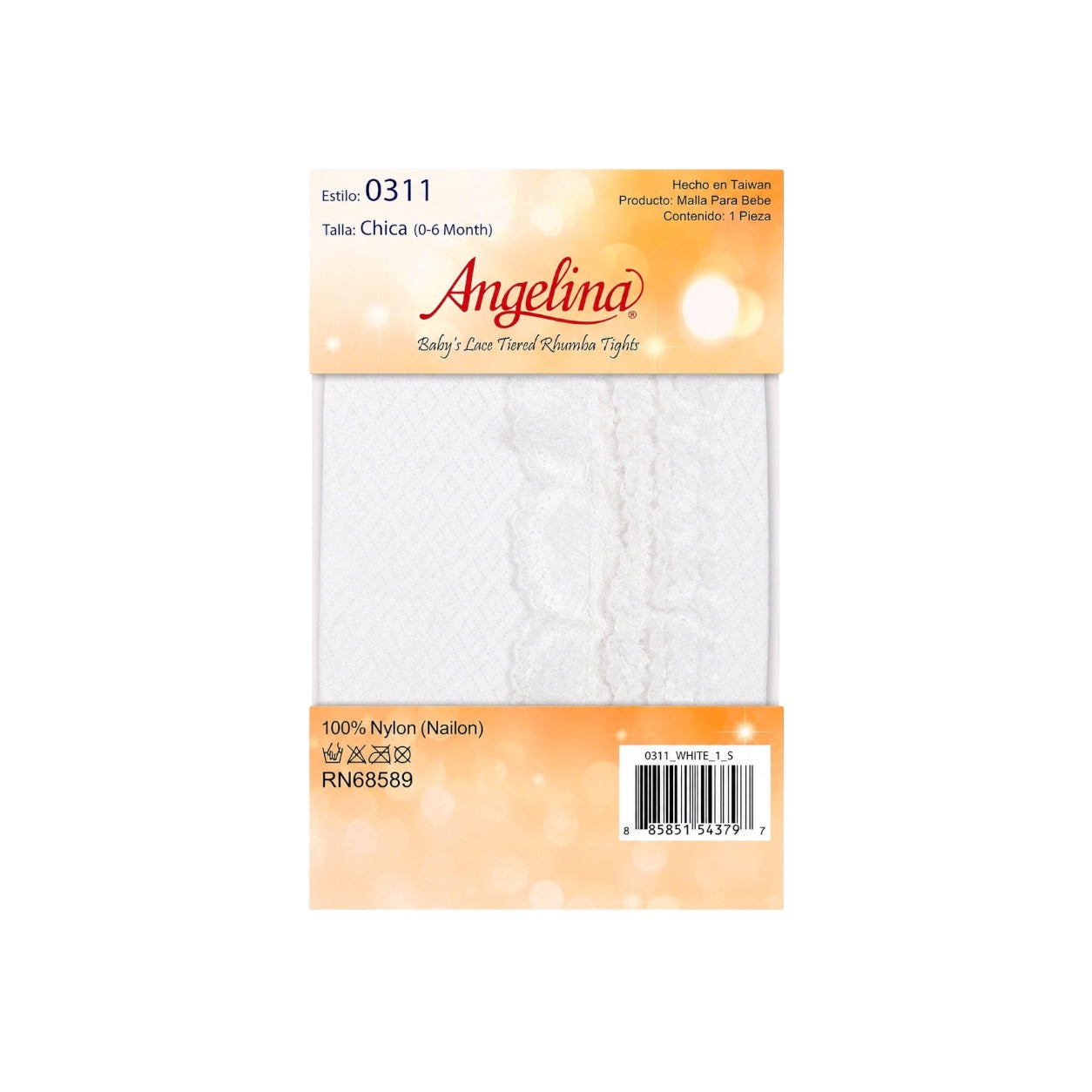 Angelina™ Baby Girls' White Lace Ruffle Rhumba Tights