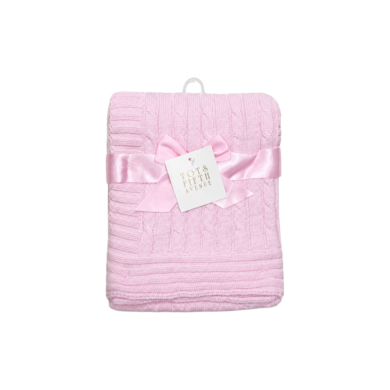 Tots Fifth Avenue Baby Pink Cable Knit Blanket (30" x 40")