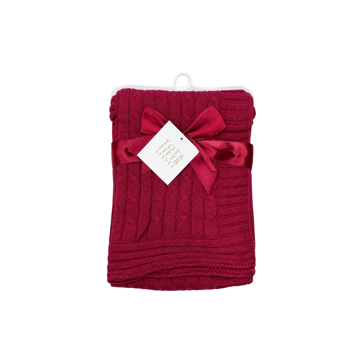 Tots Fifth Avenue Baby Red Cable Knit Blanket (30" x 40")