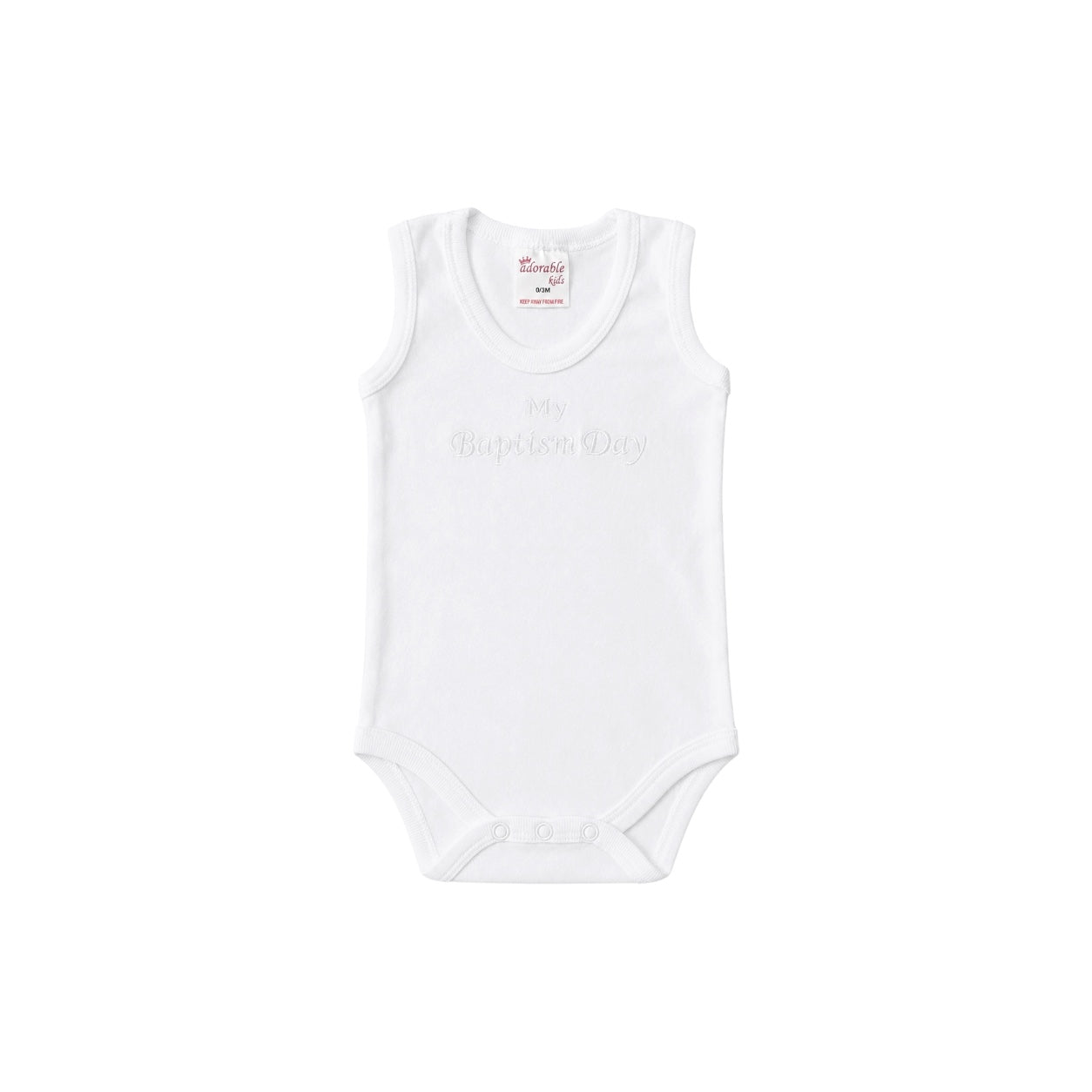 "My Baptism Day" Embroidered Sleeveless Baby Bodysuit