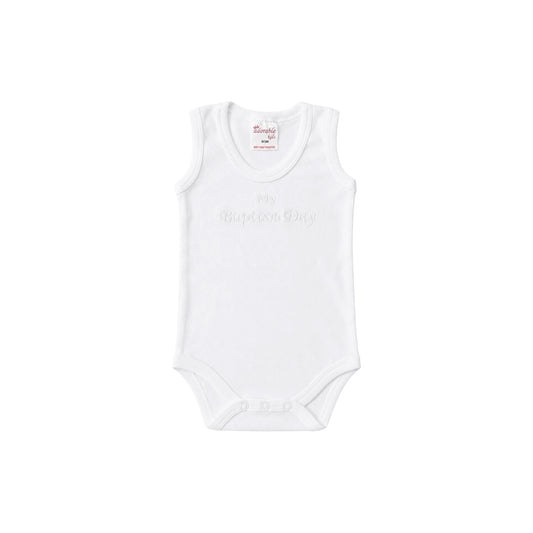 "My Baptism Day" Embroidered Sleeveless Baby Bodysuit