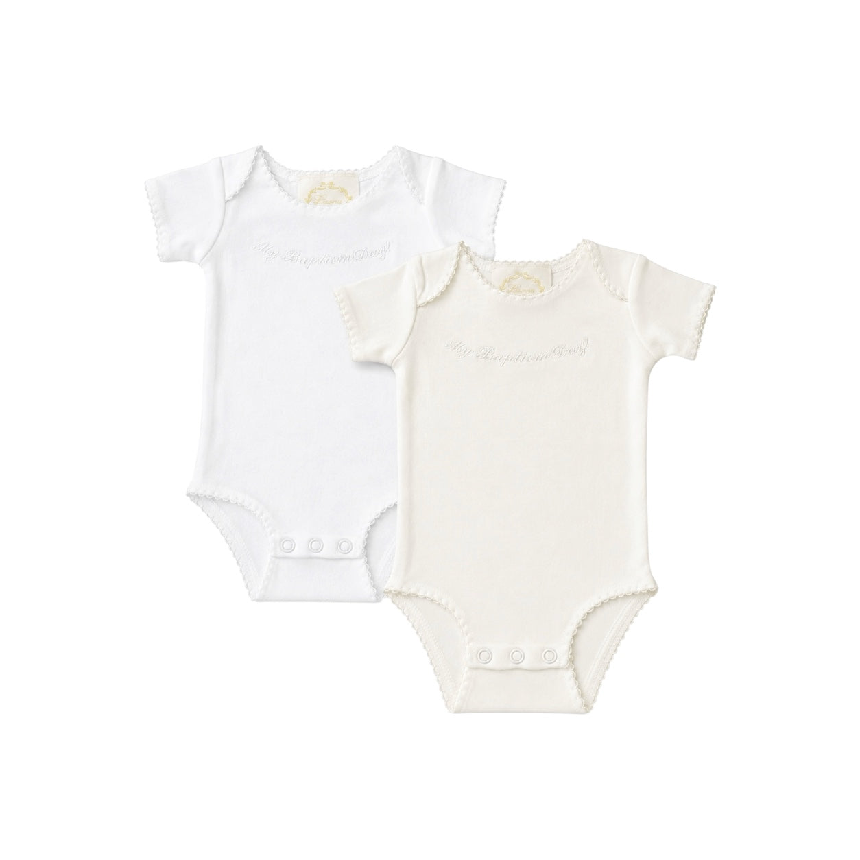 Baby Girls' "My Baptism Day" Embroidered Short Sleeve Bodysuit