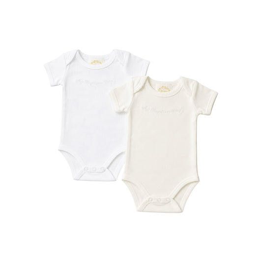 "My Baptism Day" Embroidered Short Sleeve Baby Bodysuit