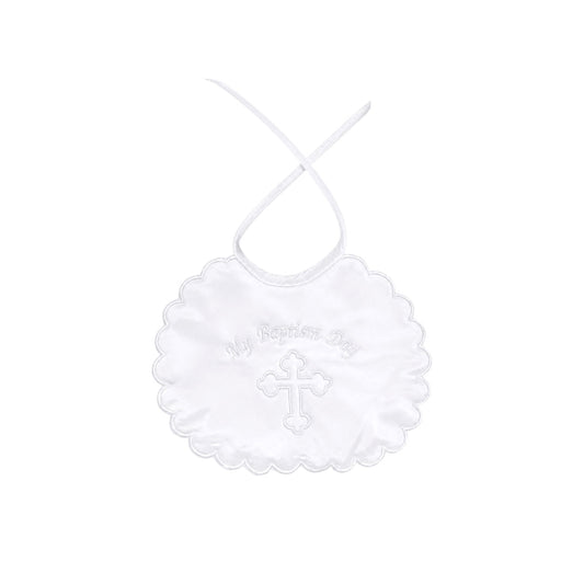 "My Baptism Day" Embroidered Cross Baptism Bib