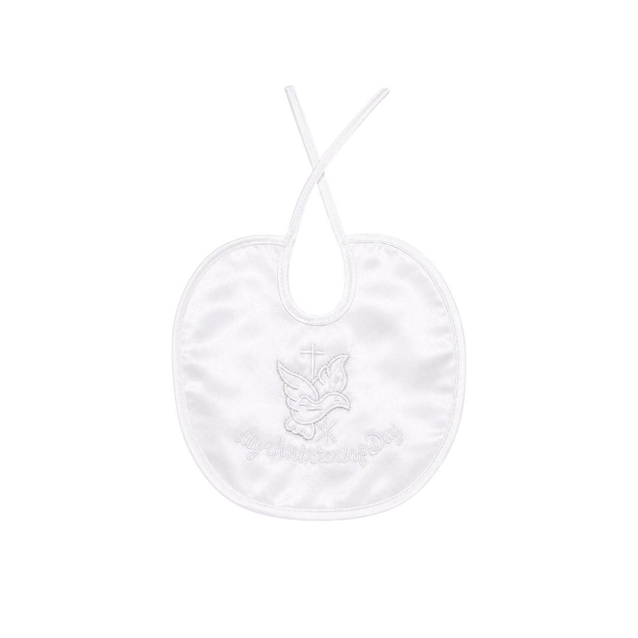 "My Christening Day" Dove & Cross Embroidered Christening Bib