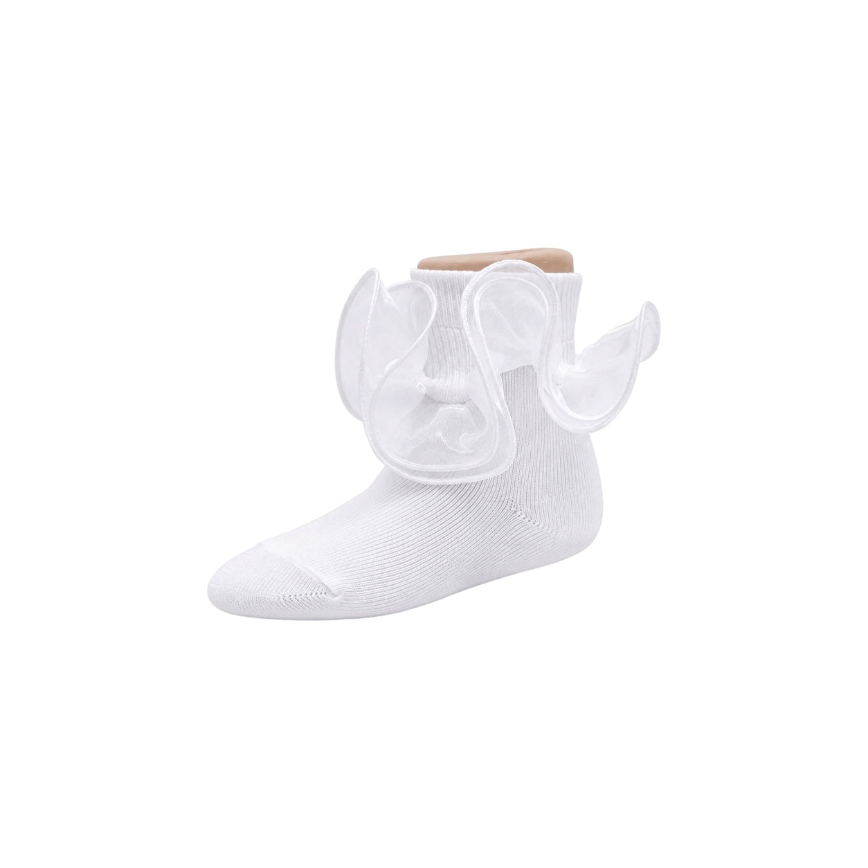 Baby & Toddler Off-White Organza Ruffle Socks with Lace Trim