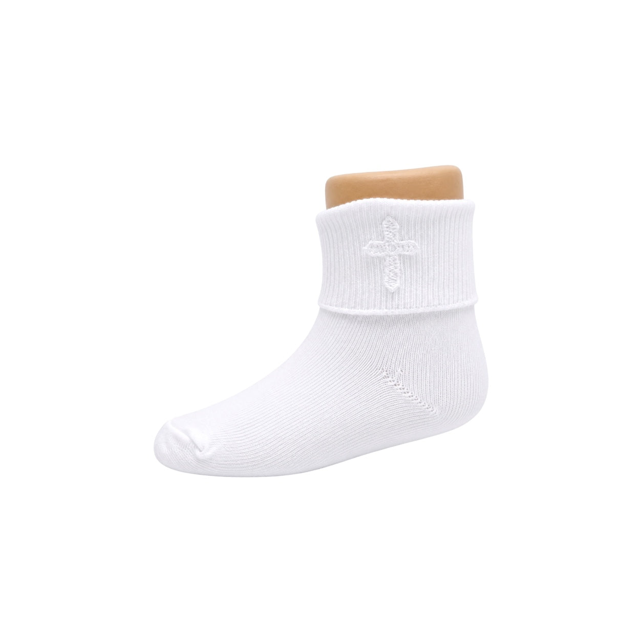 White Dress Socks with Cross Embroidery