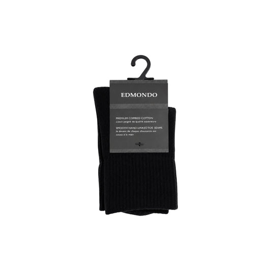 Boys' Edmondo Black Cotton Blend Dress Socks