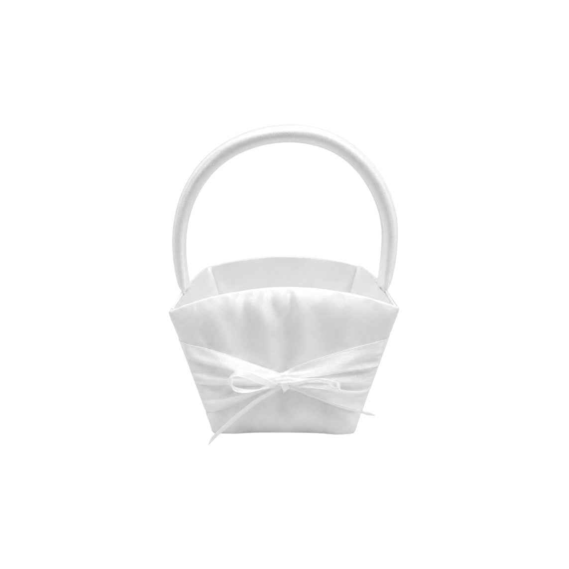 Elegant White Flower Girl Basket – Silk Wedding Petal Basket by Victoria Lynn