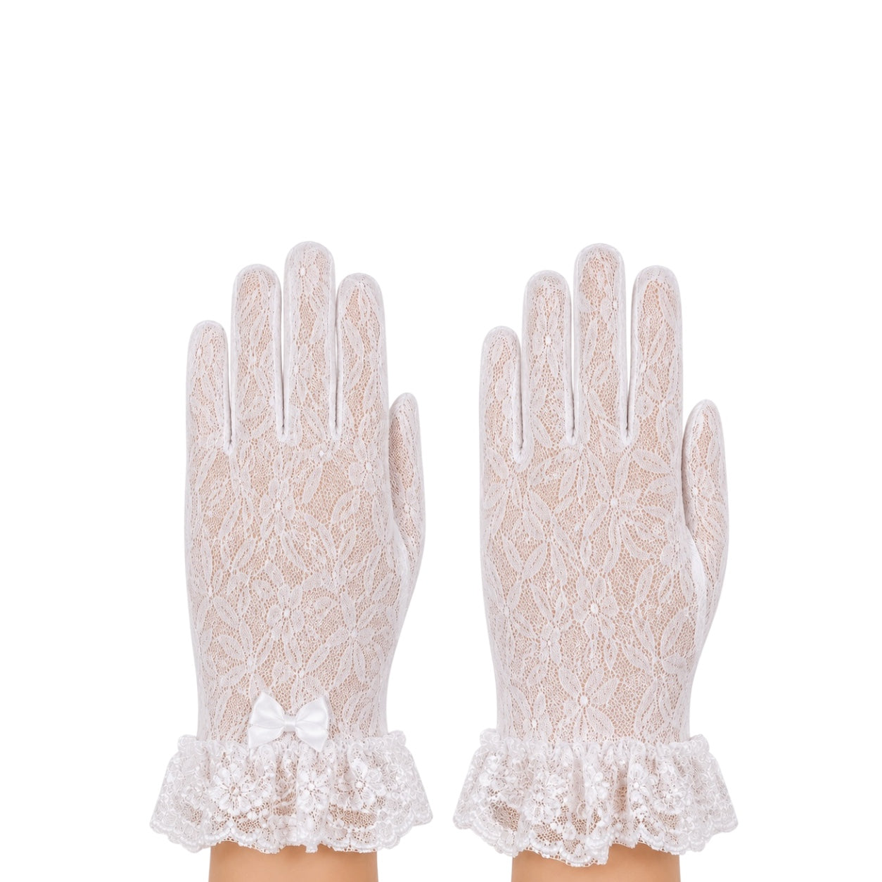 Baby & Toddler Girls' White Lace Gloves with Bow (0–3 Years)