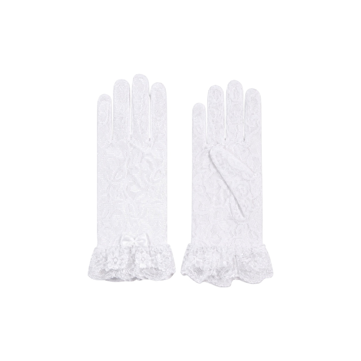 Baby & Toddler Girls' White Lace Gloves with Bow (0–3 Years)
