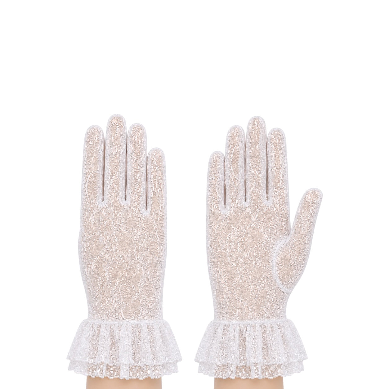 Girls' White Lace Formal Gloves