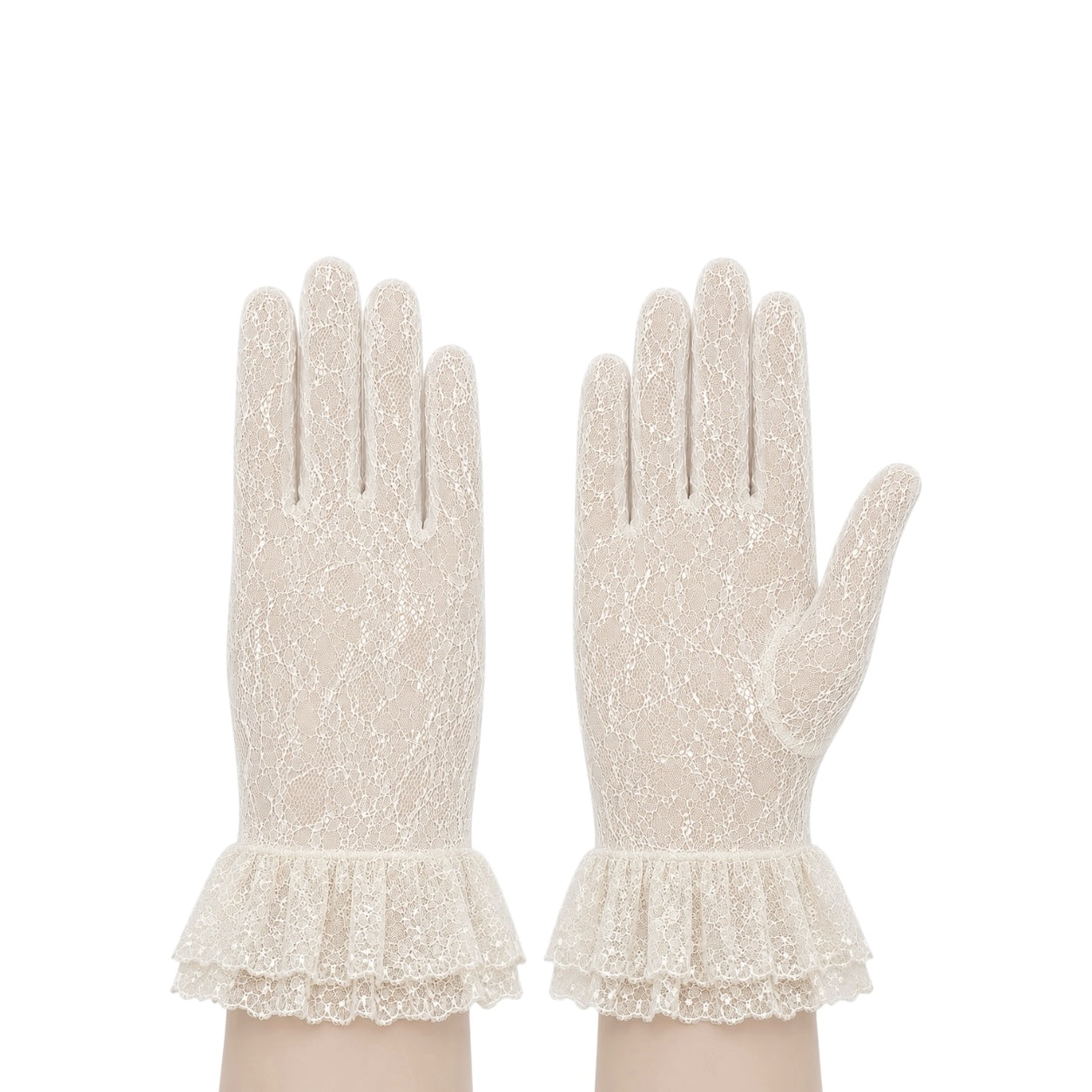 Girls' Ivory Lace Formal Gloves