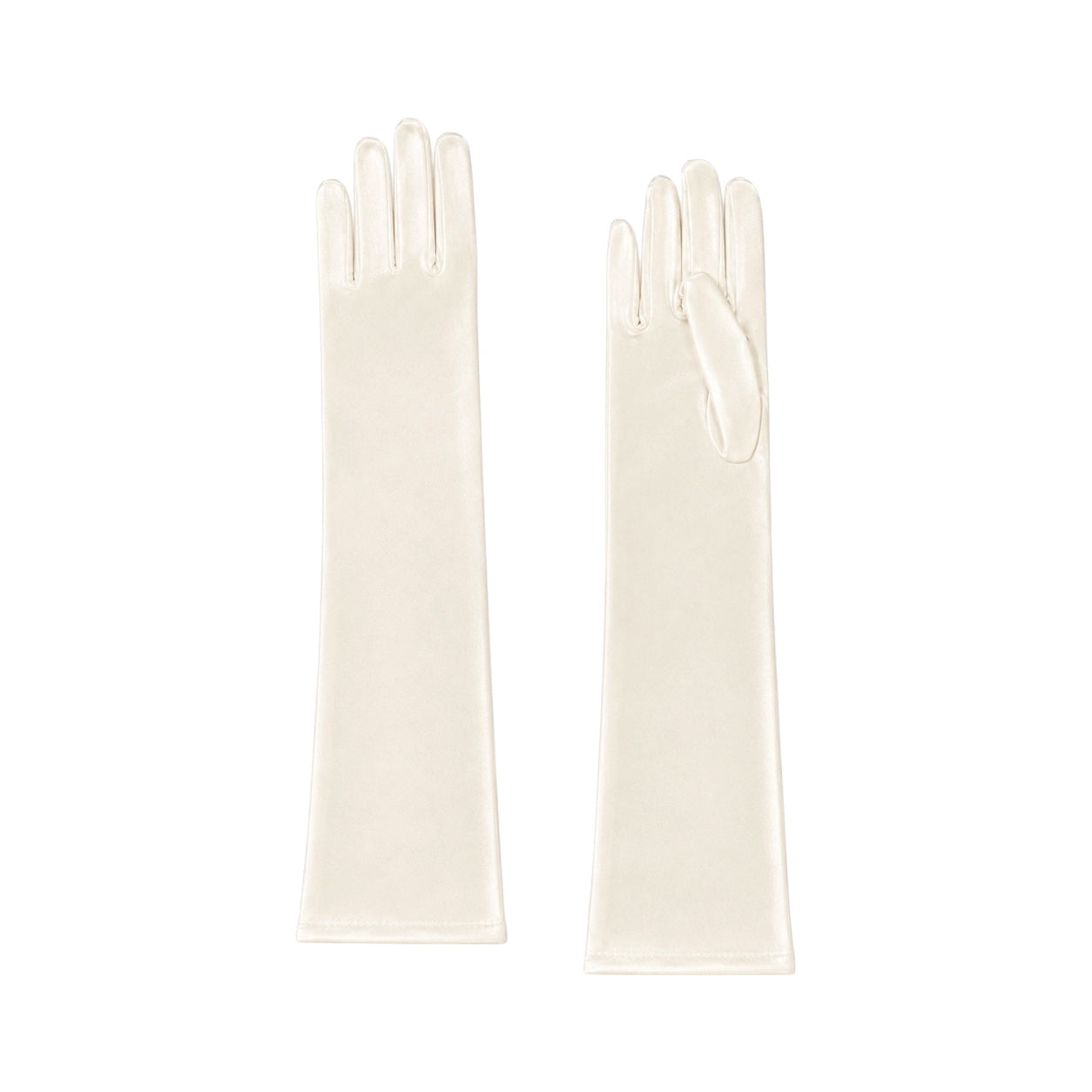 Girls' Ivory Elbow-Length Satin Gloves