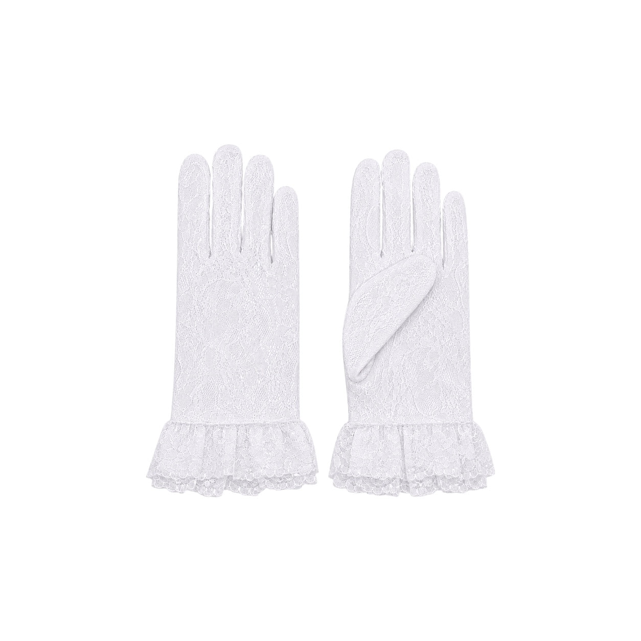 Girls' White Lace Formal Gloves