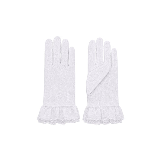 Girls' White Lace Formal Gloves