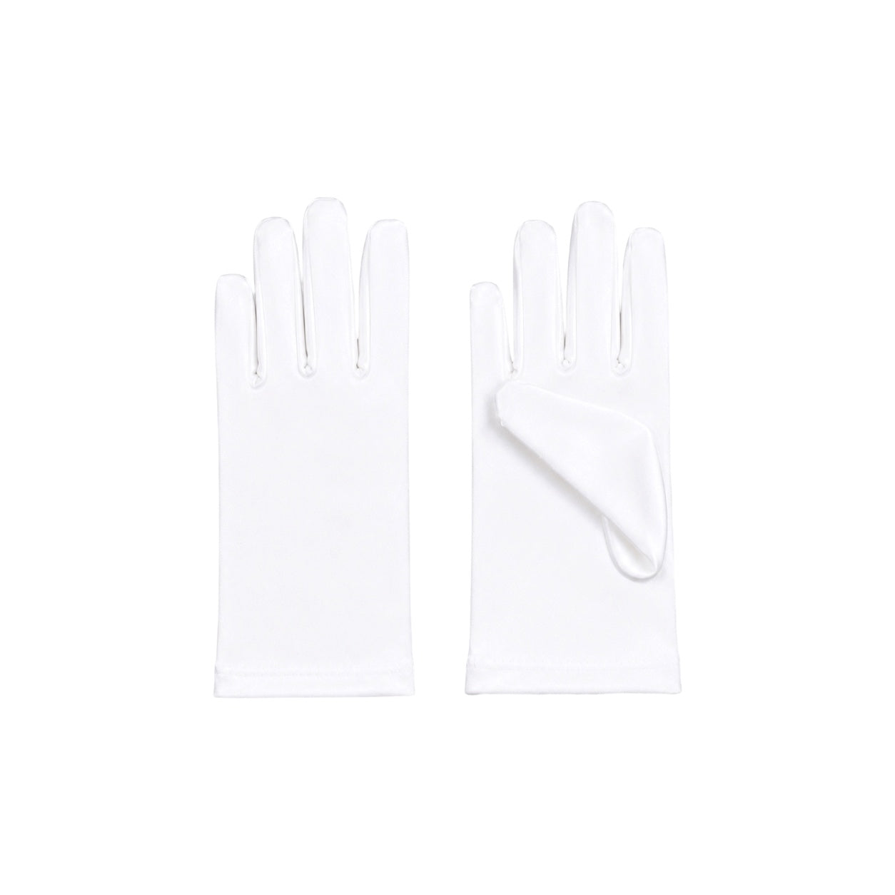 Girls' White Wrist-Length Satin Gloves