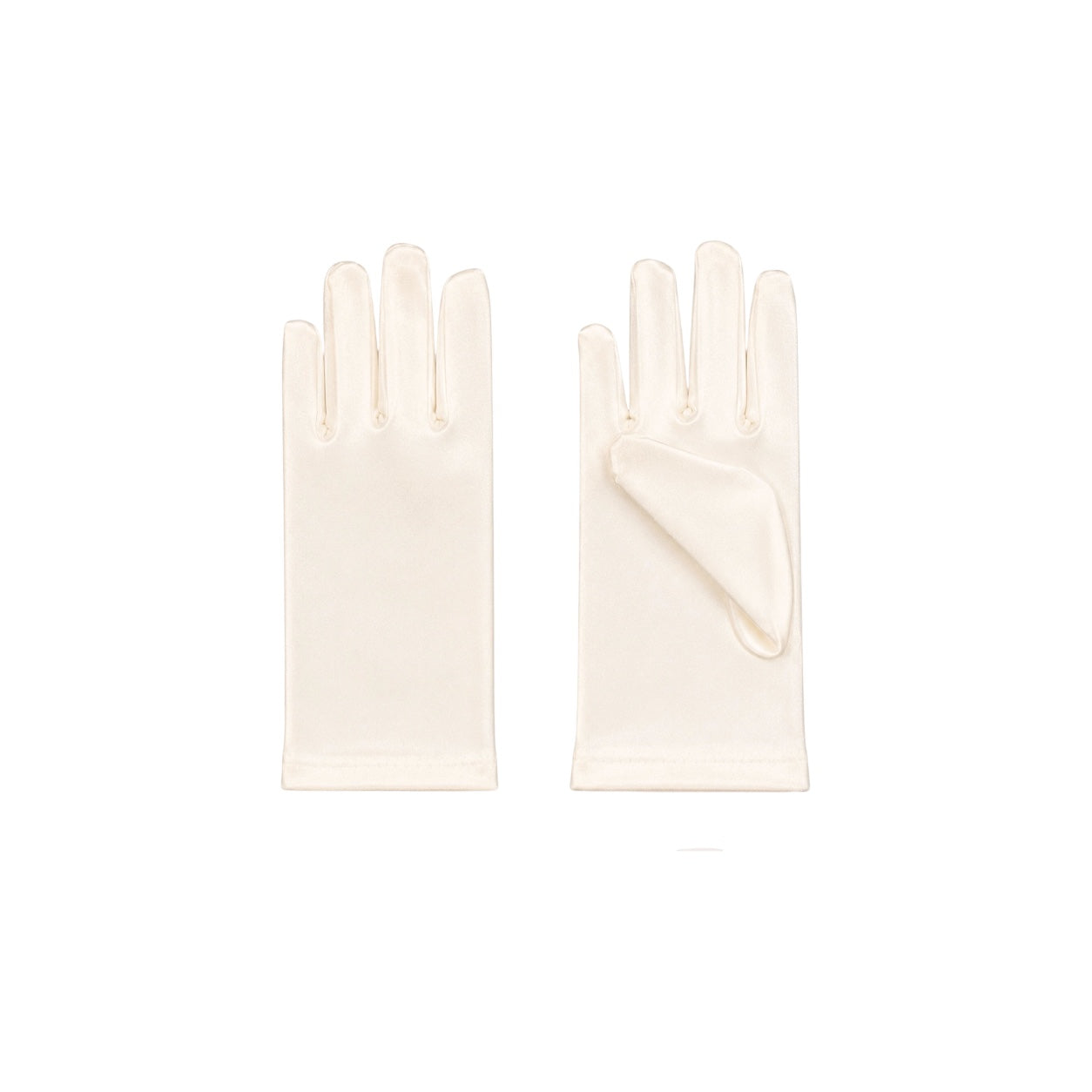 Girls' Ivory Wrist-Length Satin Gloves
