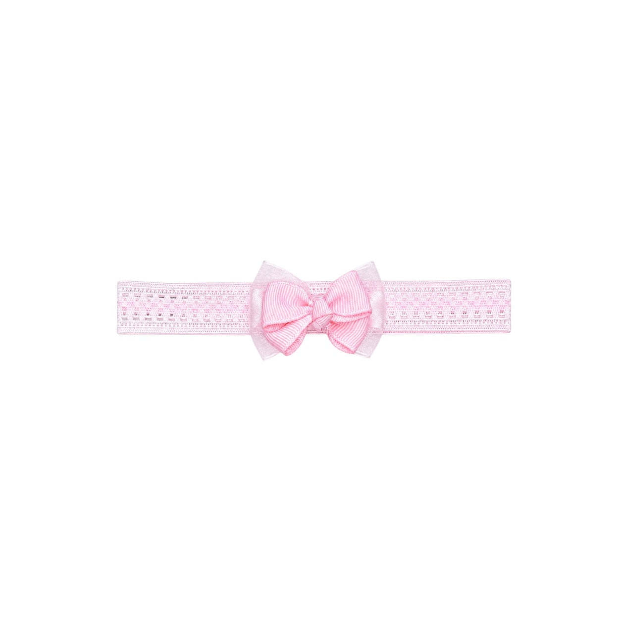 Baby Pink Lace Headband with Double Bow Accent