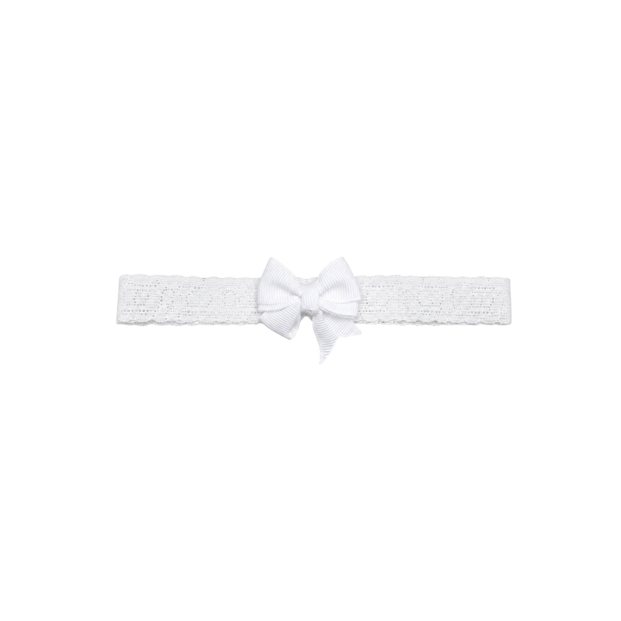 Baby White Lace Headband with Classic Grosgrain Bow