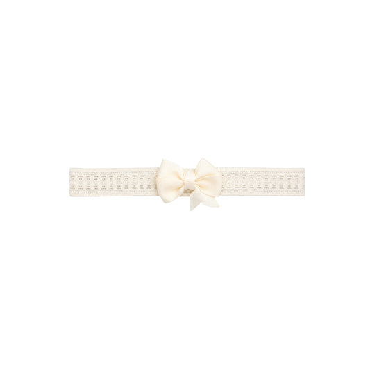 Baby Ivory Lace Headband with Classic Grosgrain Bow