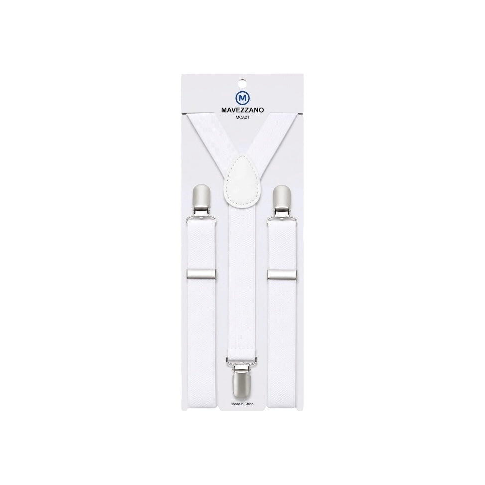 Mavezzano Boys’ White Adjustable Suspenders