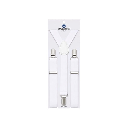 Mavezzano Boys’ White Adjustable Suspenders
