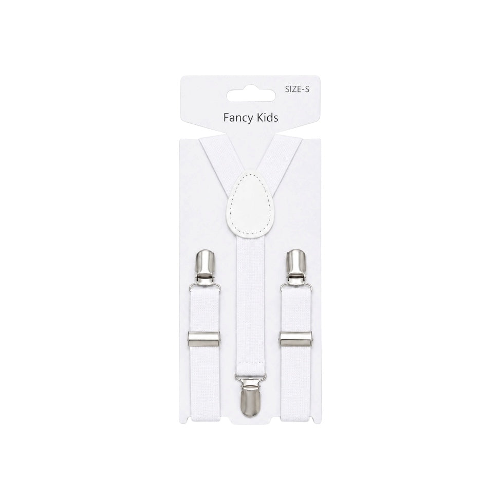 Fancy Kids Boys’ White Adjustable Suspenders